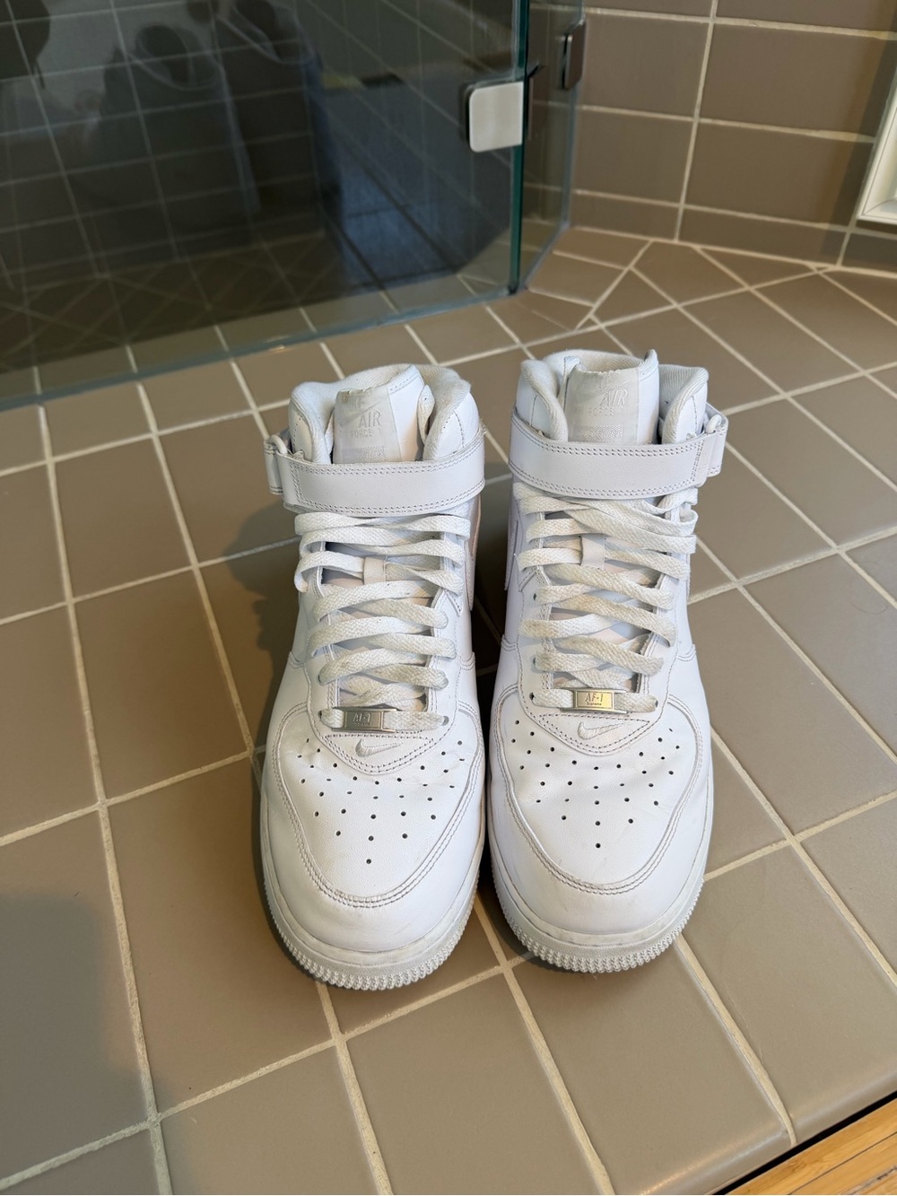 Nike White High-Top Leather Sneakers with Ankle Strap
